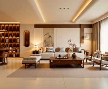New Chinese Style A Living Room-ID:722850087
