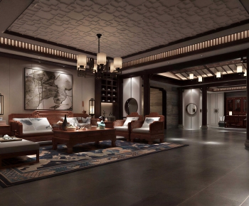 New Chinese Style A Living Room-ID:722330098