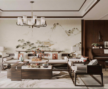 New Chinese Style A Living Room-ID:494399075