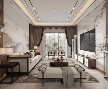 New Chinese Style A Living Room-ID:747292042