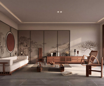 New Chinese Style A Living Room-ID:199860107