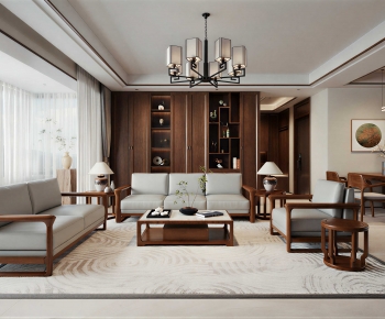 New Chinese Style A Living Room-ID:879606019