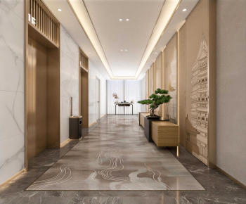 New Chinese Style Office Elevator Hall-ID:764952909