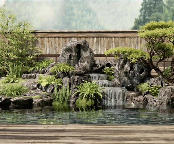 Japanese Style Rockery Waterscape-ID:774349933