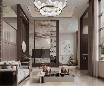 New Chinese Style A Living Room-ID:296123988