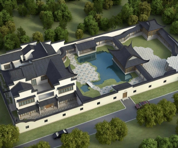 Chinese Style Architectural Bird's-eye View Planning-ID:181879047