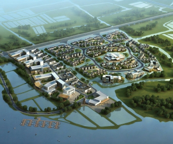 New Chinese Style Architectural Bird's-eye View Planning-ID:988075024
