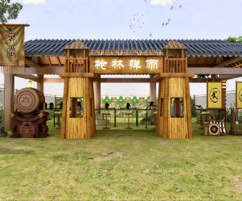 New Chinese Style Facade Element-ID:296113975
