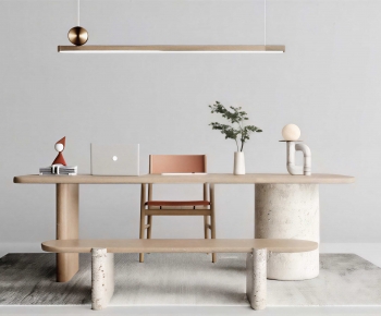 Wabi-sabi Style Computer Desk And Chair-ID:621494051