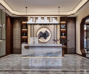 New Chinese Style Office Reception Desk-ID:464174995