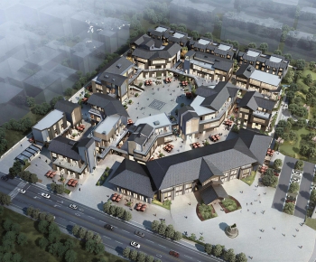 New Chinese Style Architectural Bird's-eye View Planning-ID:606700904