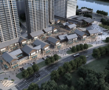 New Chinese Style Architectural Bird's-eye View Planning-ID:724859953
