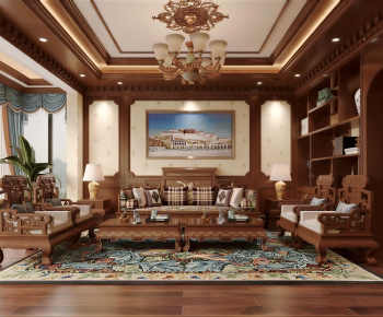 Chinese Style A Living Room-ID:697119959