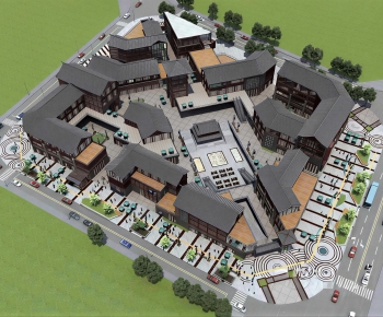 New Chinese Style Architectural Bird's-eye View Planning-ID:223458058