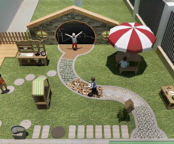 Modern Outdoor Space In Kindergarten-ID:387980948