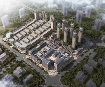 New Chinese Style Architectural Bird's-eye View Planning-ID:795452125