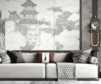 New Chinese Style Multi Person Sofa-ID:604046119