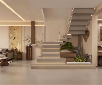 New Chinese Style A Living Room-ID:907563925
