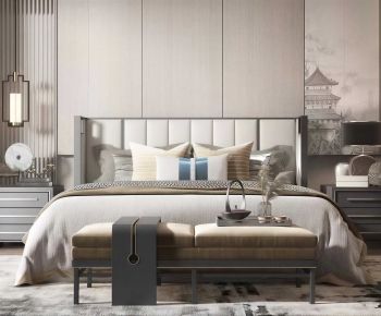 New Chinese Style Double Bed-ID:992560423