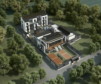 New Chinese Style Architectural Bird's-eye View Planning-ID:632352113