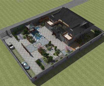 Chinese Style Architectural Bird's-eye View Planning-ID:755291057
