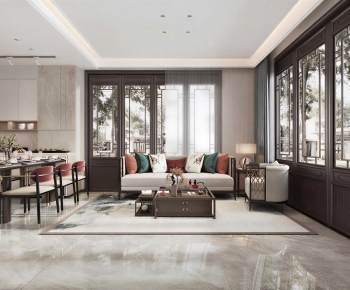 New Chinese Style A Living Room-ID:785561082