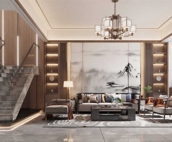 New Chinese Style A Living Room-ID:516683107