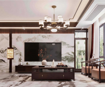 New Chinese Style A Living Room-ID:644699103