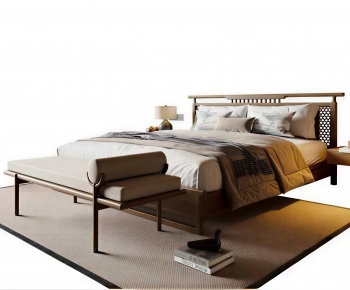 New Chinese Style Double Bed-ID:758491042
