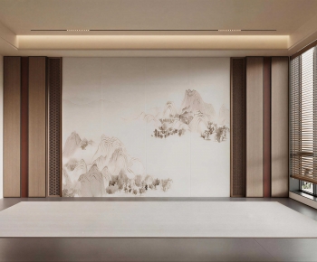 New Chinese Style TV Wall-ID:449404958