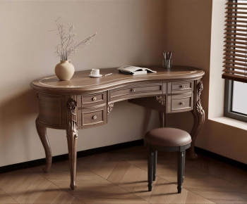 French Style Computer Desk And Chair-ID:418411022