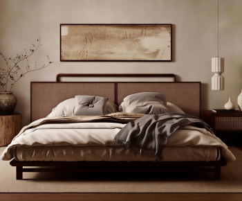 Wabi-sabi Style Double Bed-ID:644453058