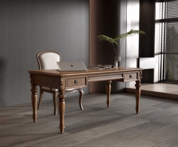 American Style Computer Desk And Chair-ID:166795021