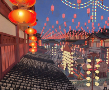 New Chinese Style Commercial Street-ID:203489075