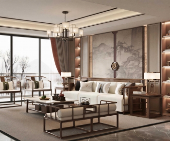 New Chinese Style A Living Room-ID:483694086