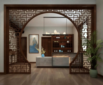 New Chinese Style Office Reception Desk-ID:677982098