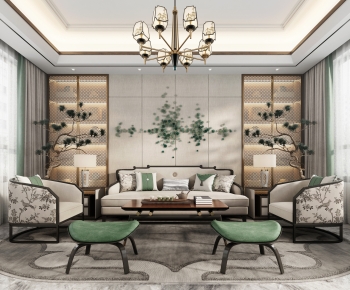 New Chinese Style A Living Room-ID:527086023