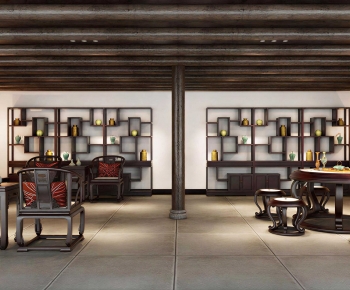 New Chinese Style A Living Room-ID:366678006