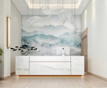New Chinese Style Office Reception Desk-ID:929538019
