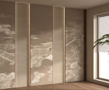 New Chinese Style TV Wall-ID:340749032