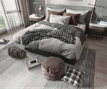Modern Double Bed-ID:736644989
