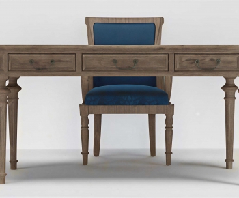 Retro Style Computer Desk And Chair-ID:937741998