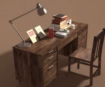 Retro Style Computer Desk And Chair-ID:864238985
