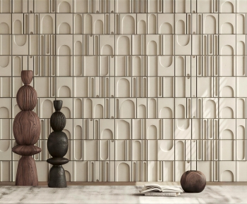 Wabi-sabi Style TV Wall-ID:879391916