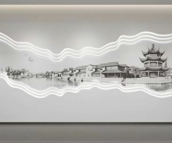 New Chinese Style TV Wall-ID:752689874