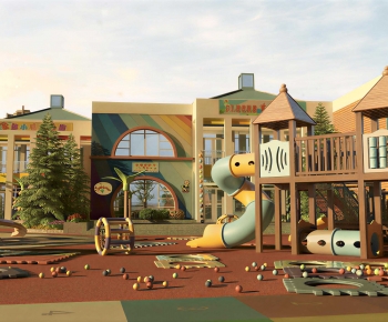 Modern Outdoor Space In Kindergarten-ID:986690566