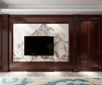 New Chinese Style TV Wall-ID:961888072