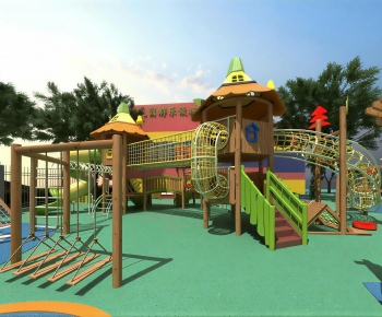 Modern Outdoor Space In Kindergarten-ID:496073013