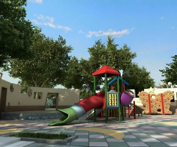 Modern Outdoor Space In Kindergarten-ID:294703013