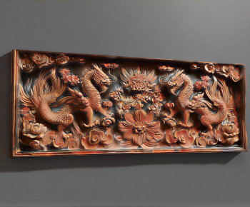 New Chinese Style TV Wall-ID:614623072